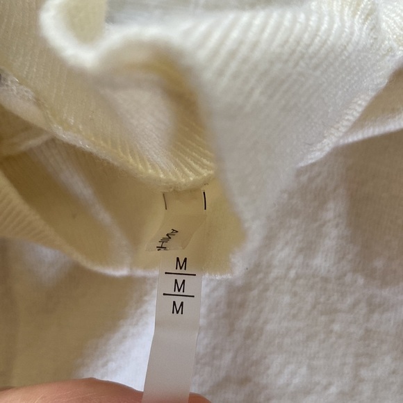 Tahari Cream Merino Wool Mock Turtleneck with Cut-Out Shoulders | Size M - Picture 8 of 11